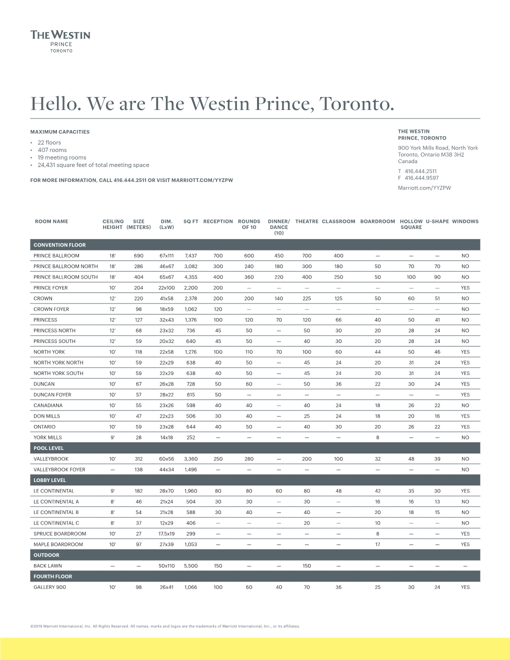 Hello. We Are the Westin Prince, Toronto