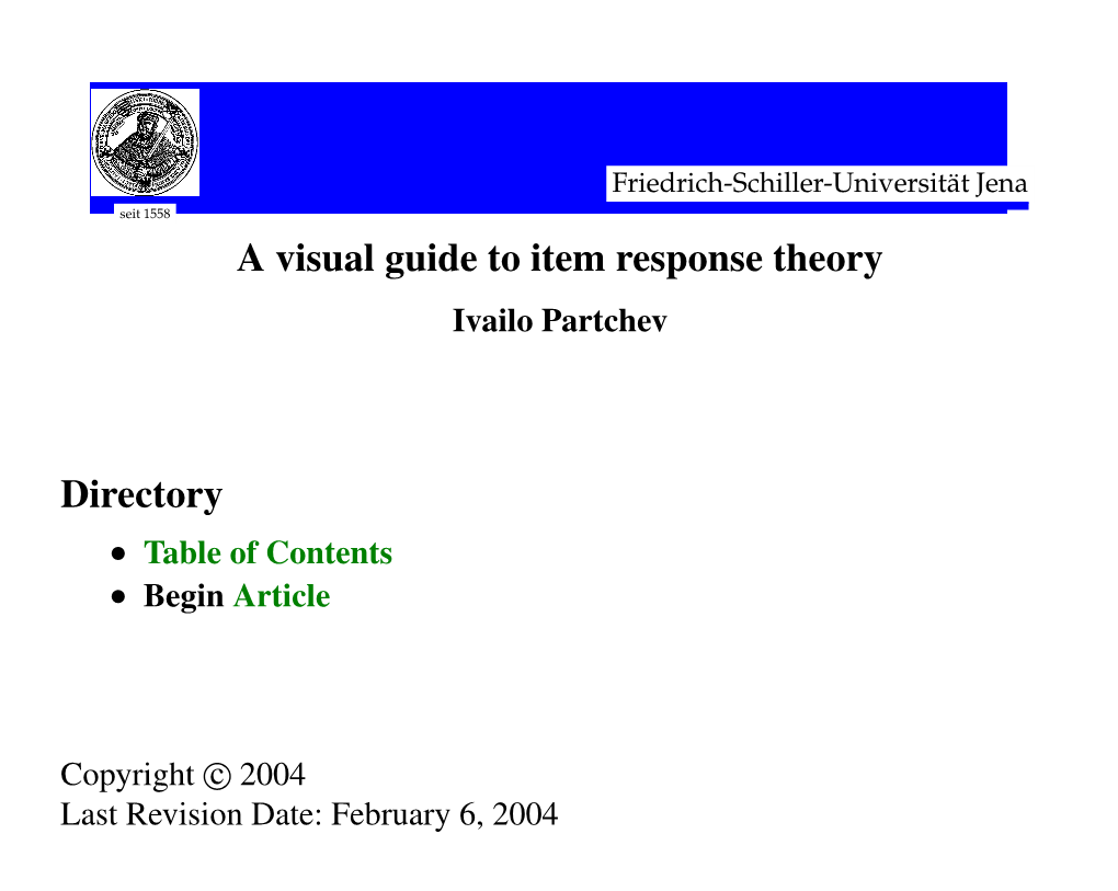 A Visual Guide to Item Response Theory Ivailo Partchev