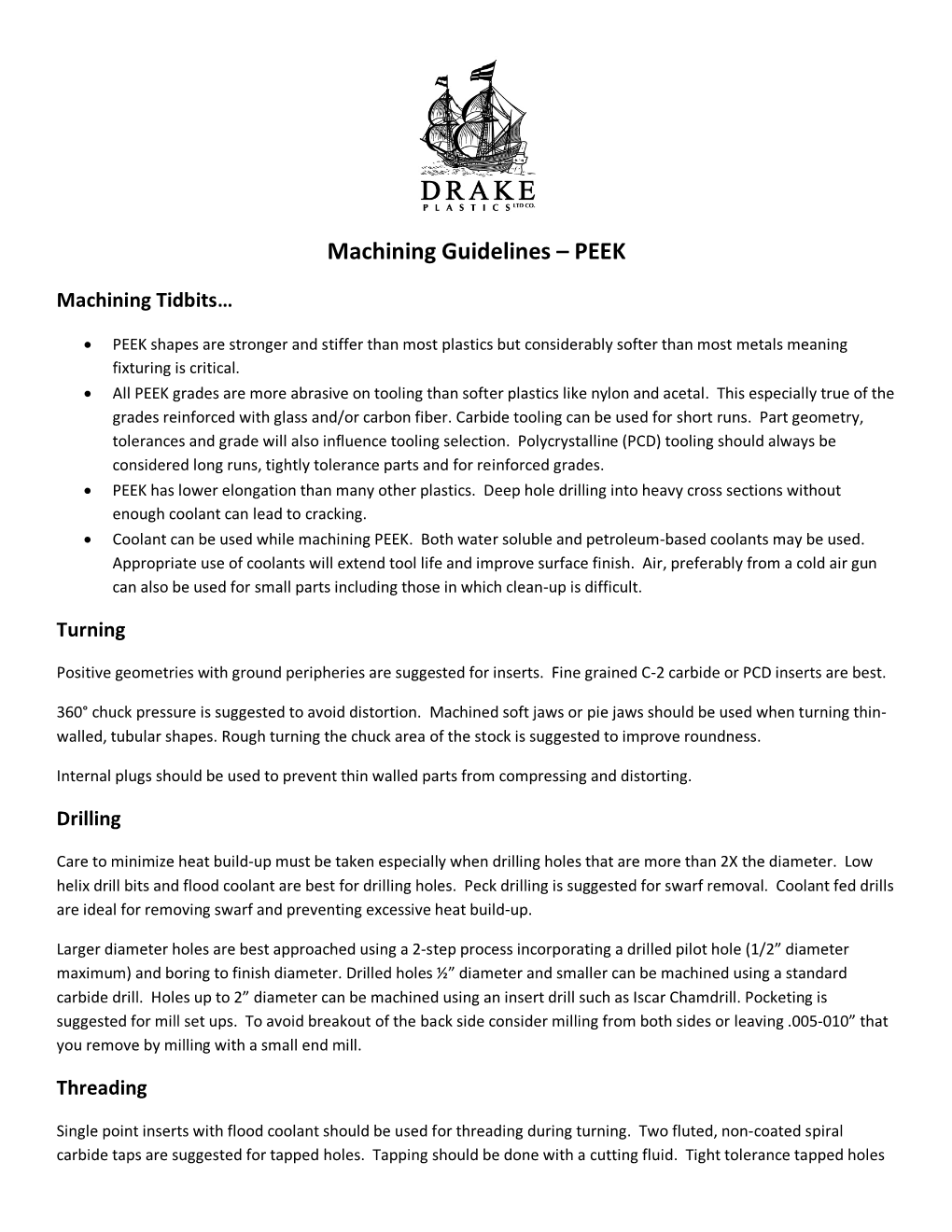 PEEK Machining Guidelines