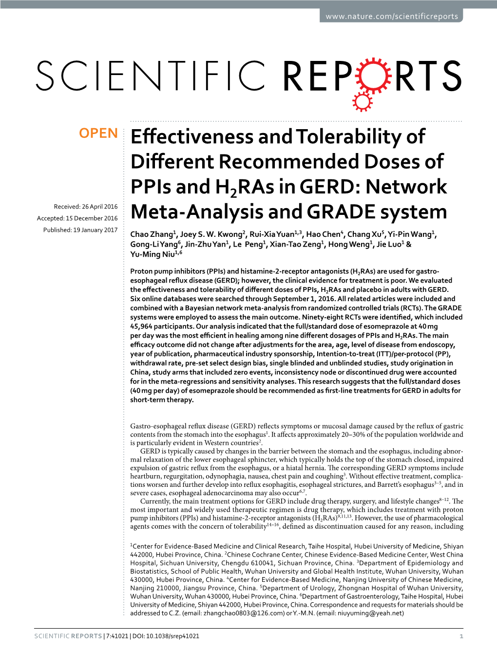 Effectiveness and Tolerability of Different Recommended Doses Of