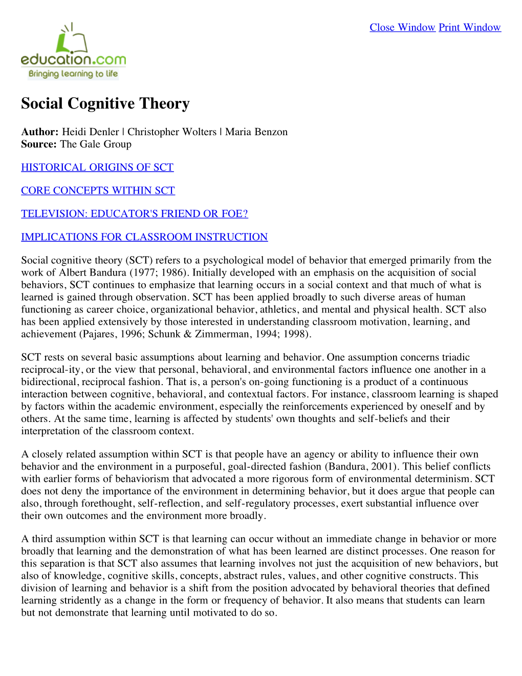 Social Cognitive Theory