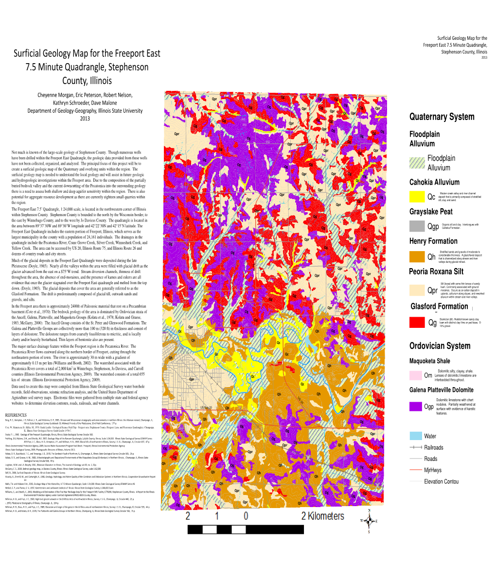 Surficial Geology Map for the Freeport East 7.5 Minute Quadrangle, Stephenson County, Illinois