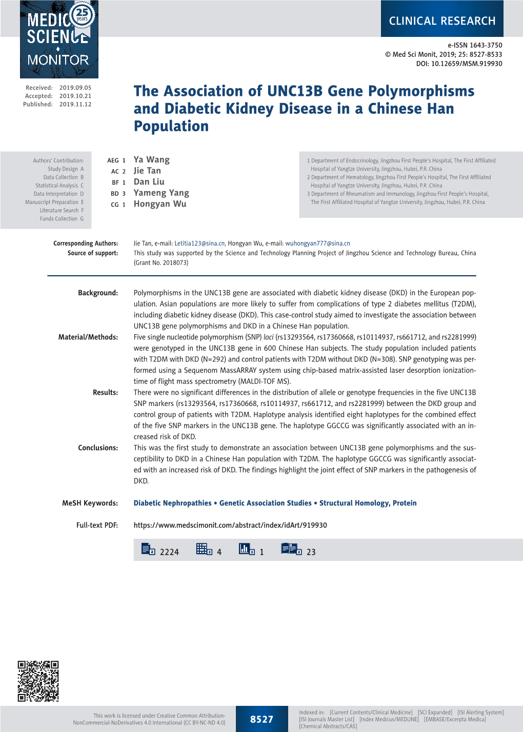 The Association of UNC13B Gene Polymorphisms and Diabetic