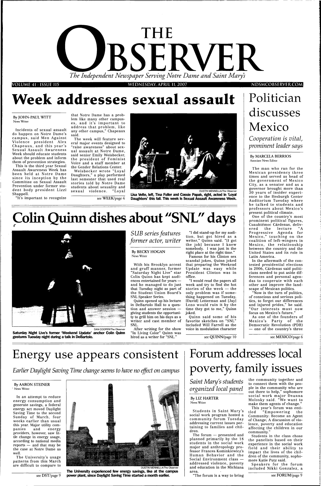 Week Addresses Sexual Assault Politician