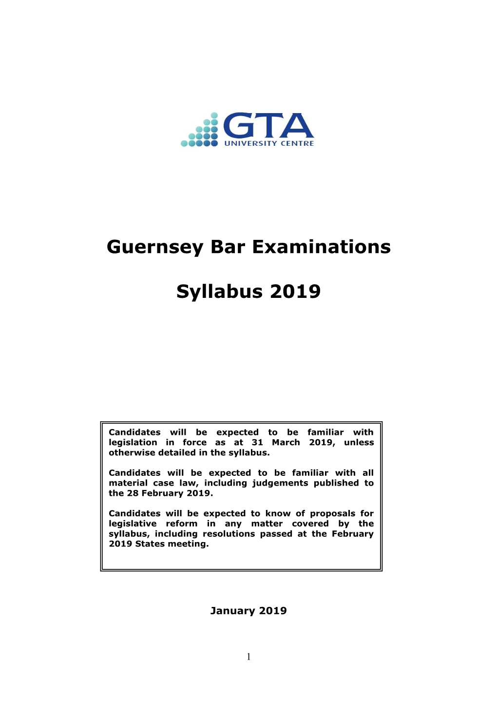 Guernsey Bar Examinations Syllabus 2019