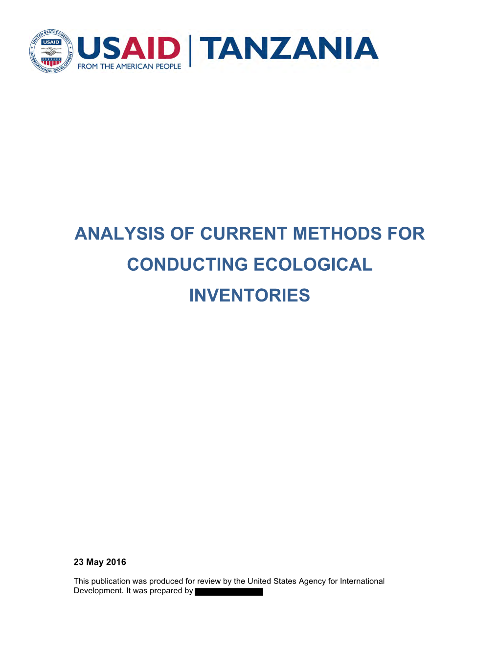 Analysis of Current Methods for Conducting Ecological Inventories