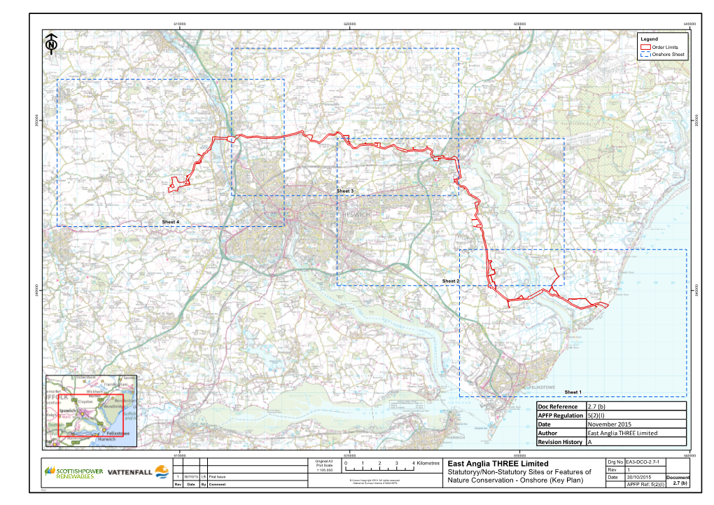 Nature Conservation - Onshore (Key Plan) Rev Date by Comment APFP Ref: 5(2)(I) 2.7 (B) Ref: 630000 635000