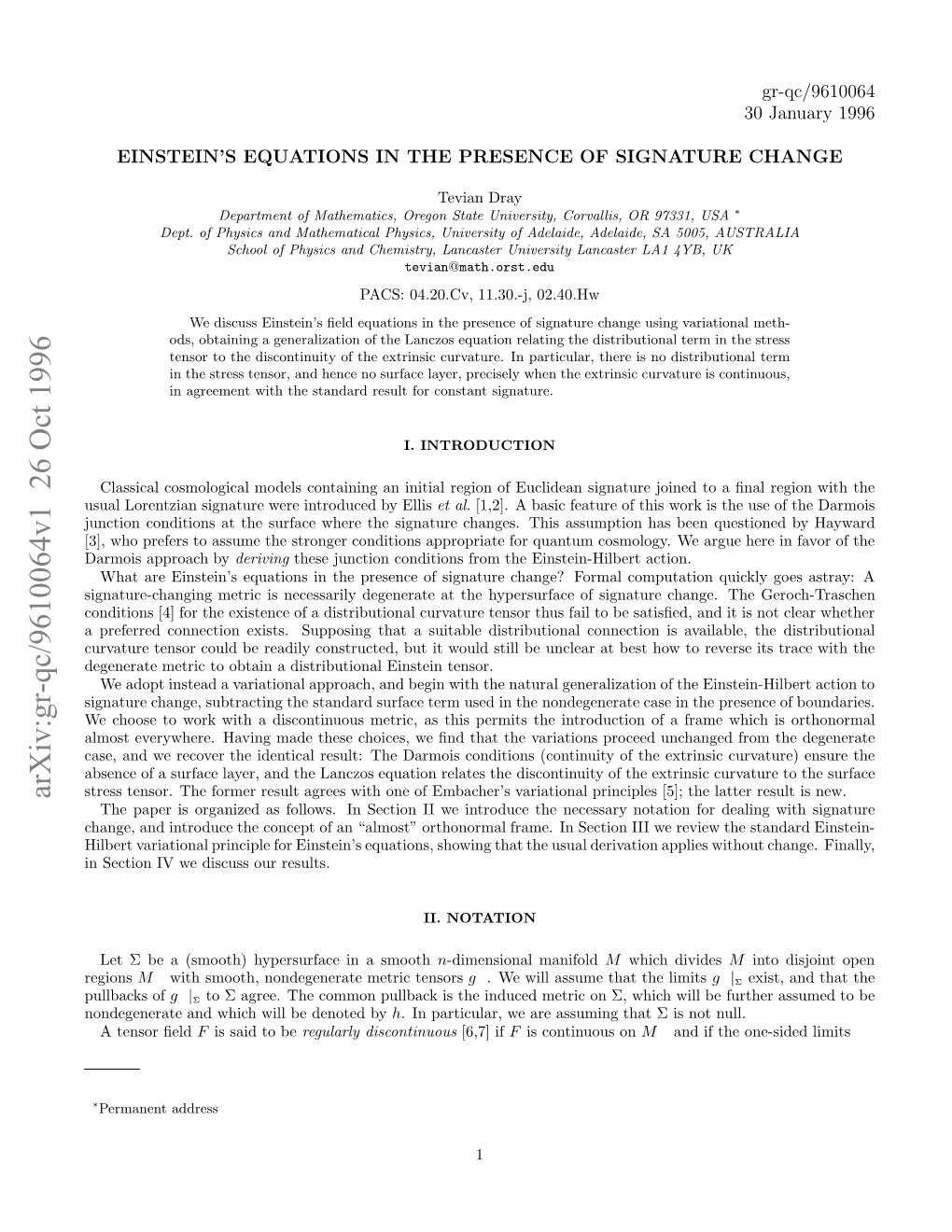 Arxiv:Gr-Qc/9610064V1 26 Oct 1996