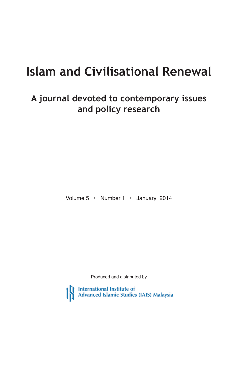 Islam and Civilisational Renewal