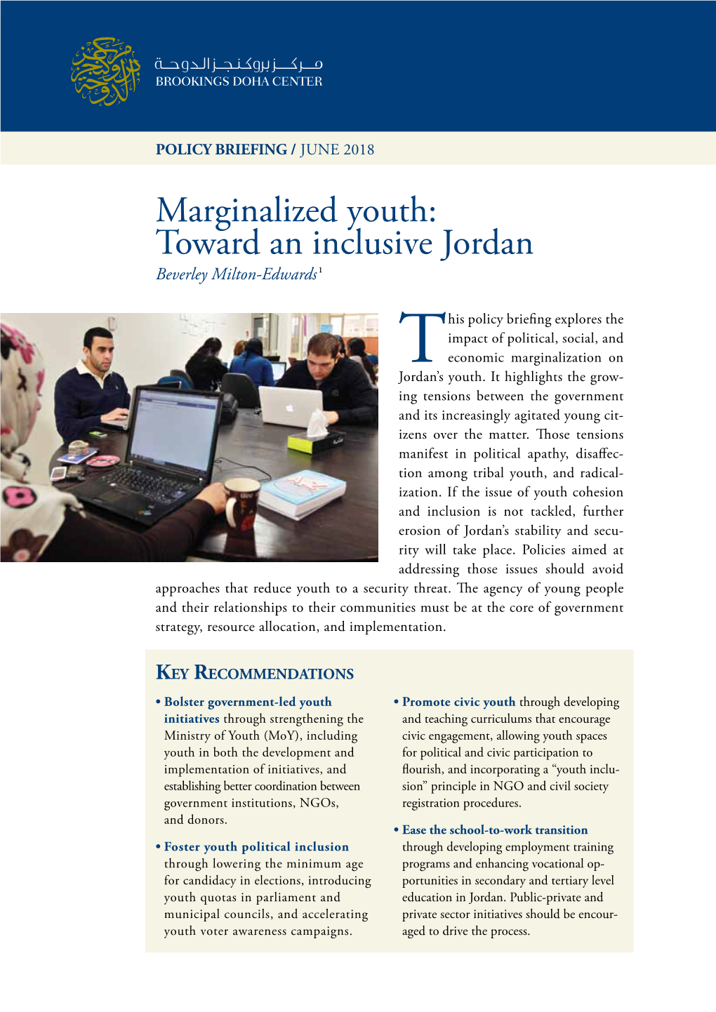 Marginalized Youth: Toward an Inclusive Jordan Beverley Milton-Edwards1