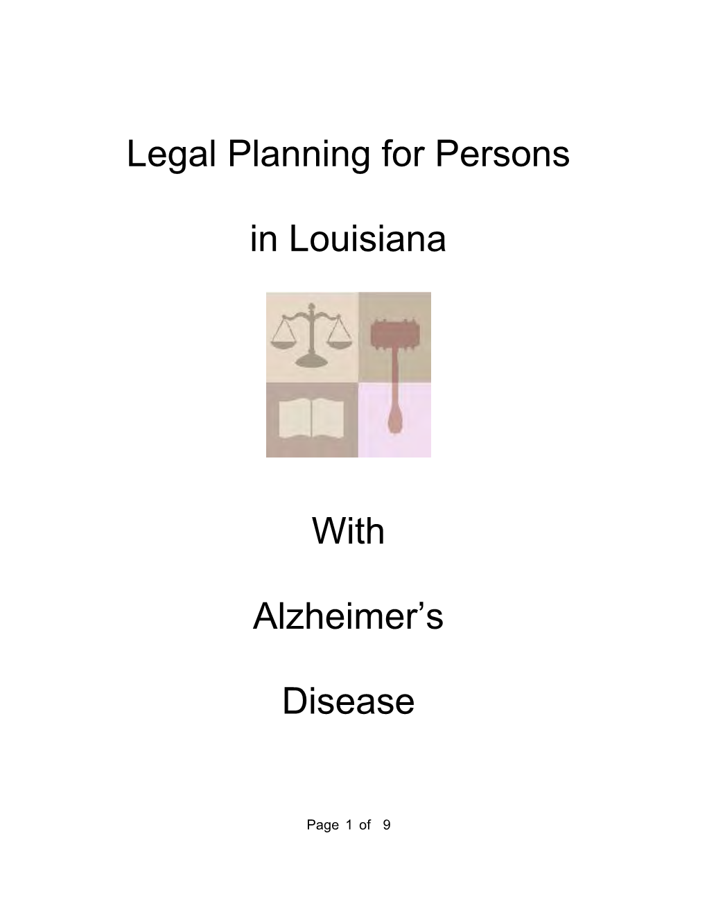 Legal Planning for Persons in Louisiana with Alzheimer's Disease