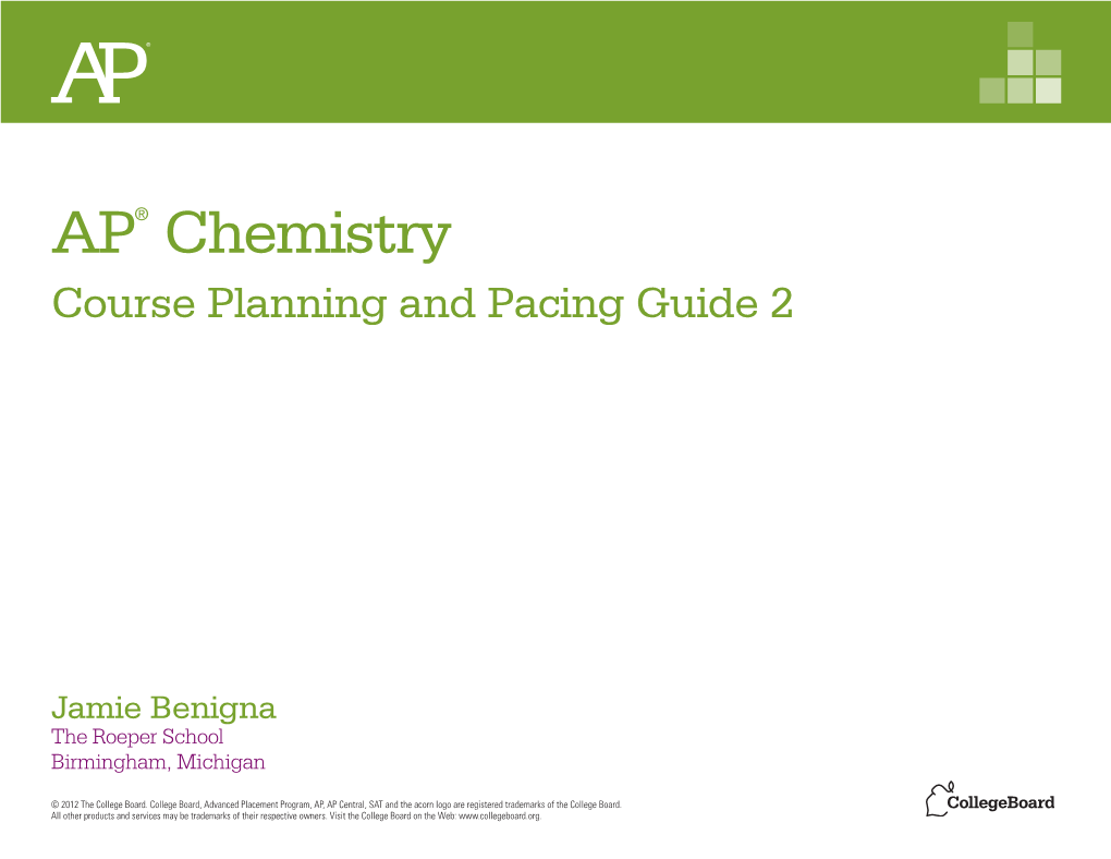 AP Chemistry Course Planning and Pacing Guide by Jamie Benigna 2012