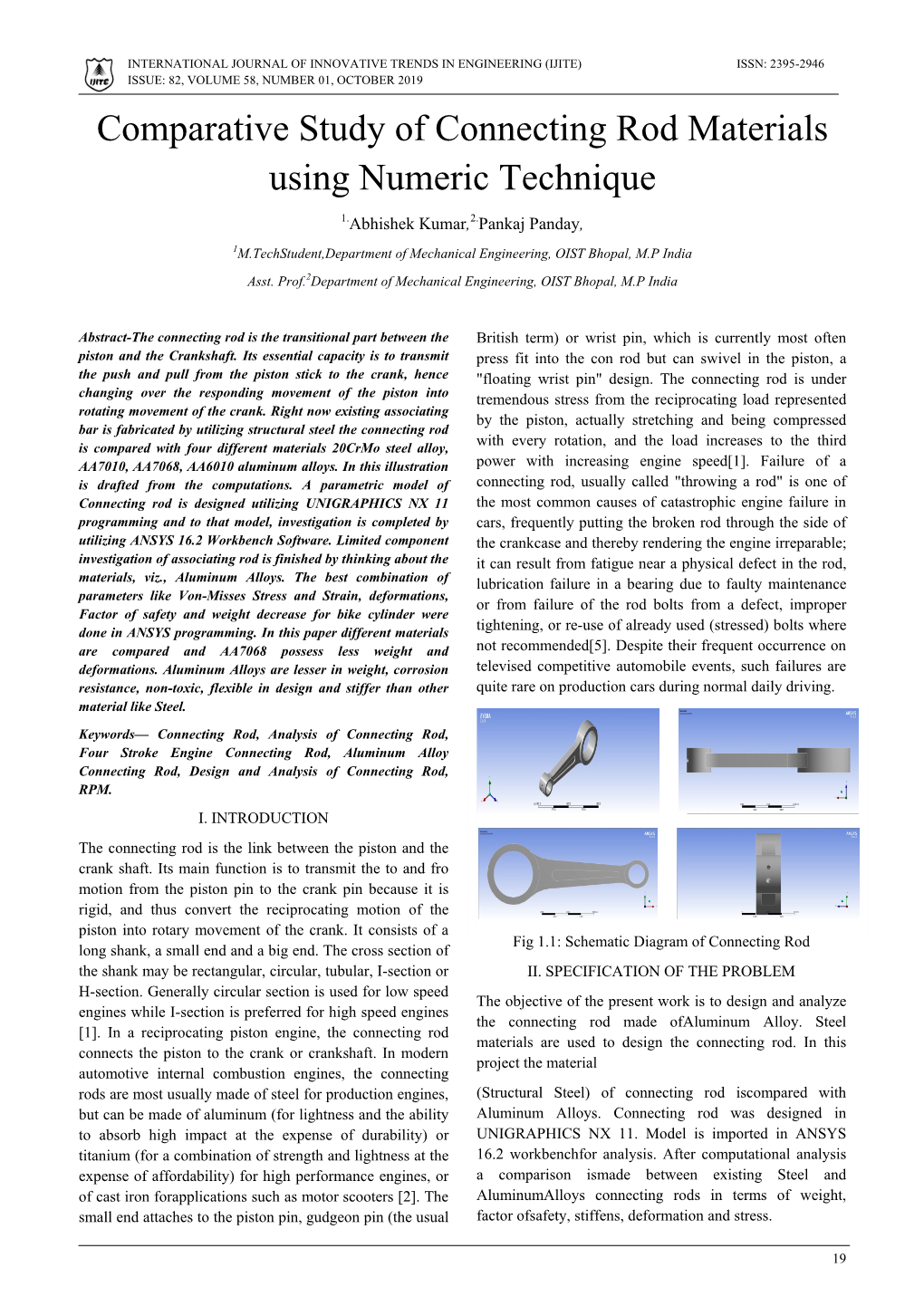 Comparative Study of Connecting Rod Materials Using Numeric Technique