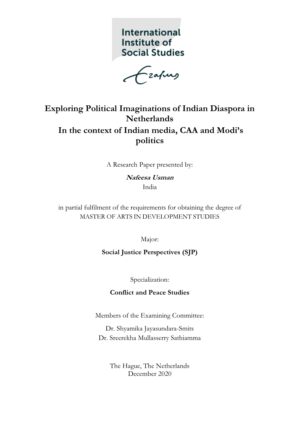 Exploring Political Imaginations of Indian Diaspora in Netherlands in the Context of Indian Media, CAA and Modi’S Politics