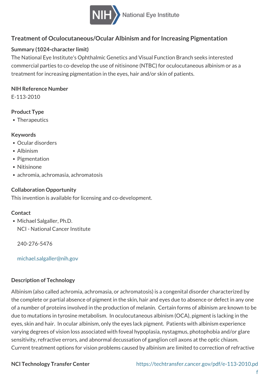 Treatment of Oculocutaneous/Ocular Albinism and for Increasing