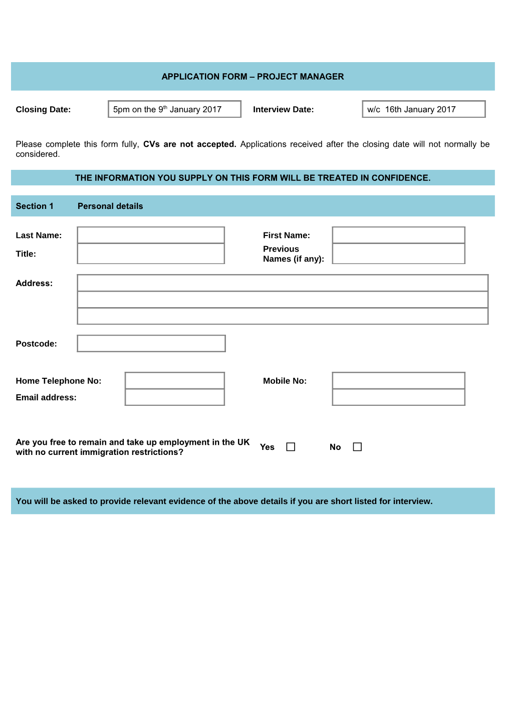 Job Application Form Template s4