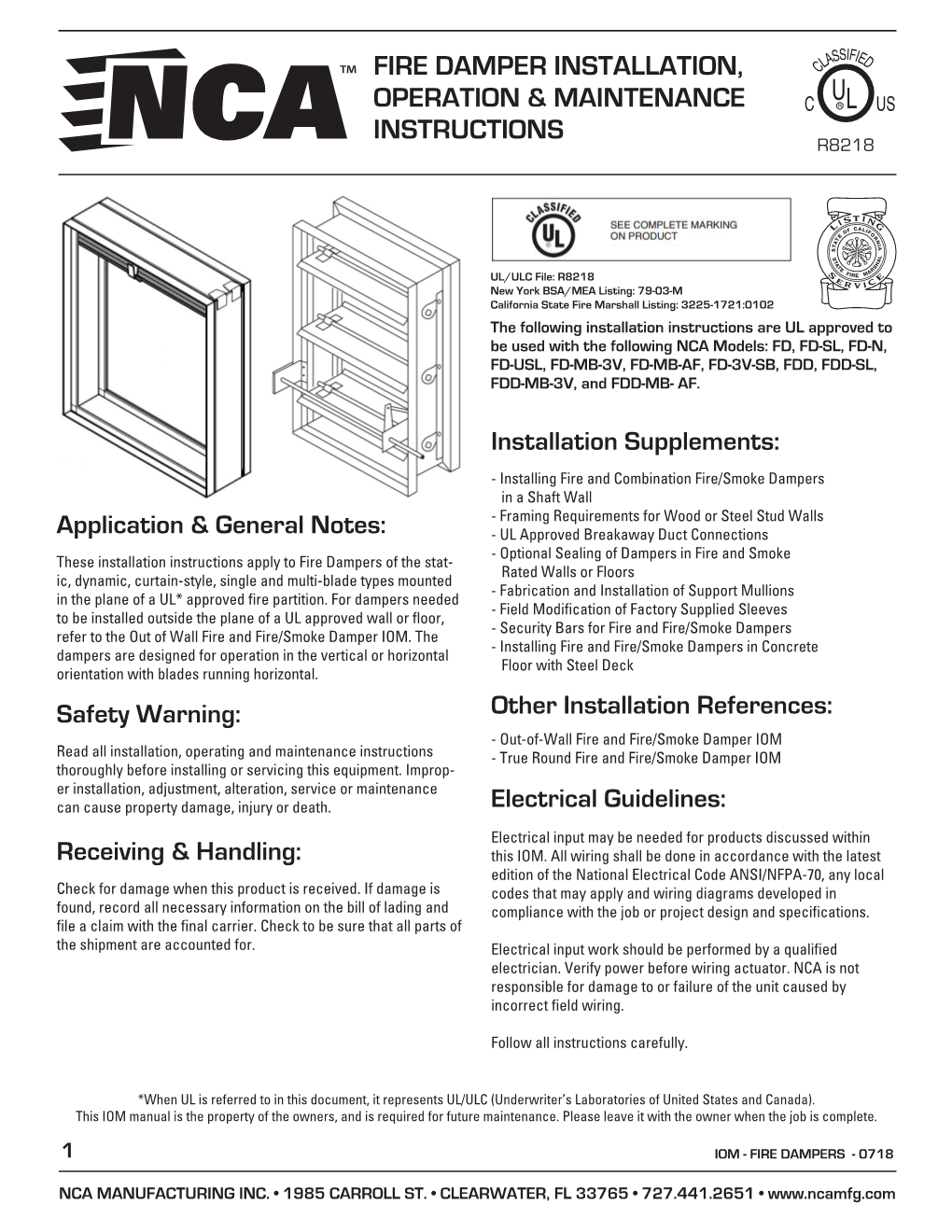 Fire Damper Installation, Operation & Maintenance