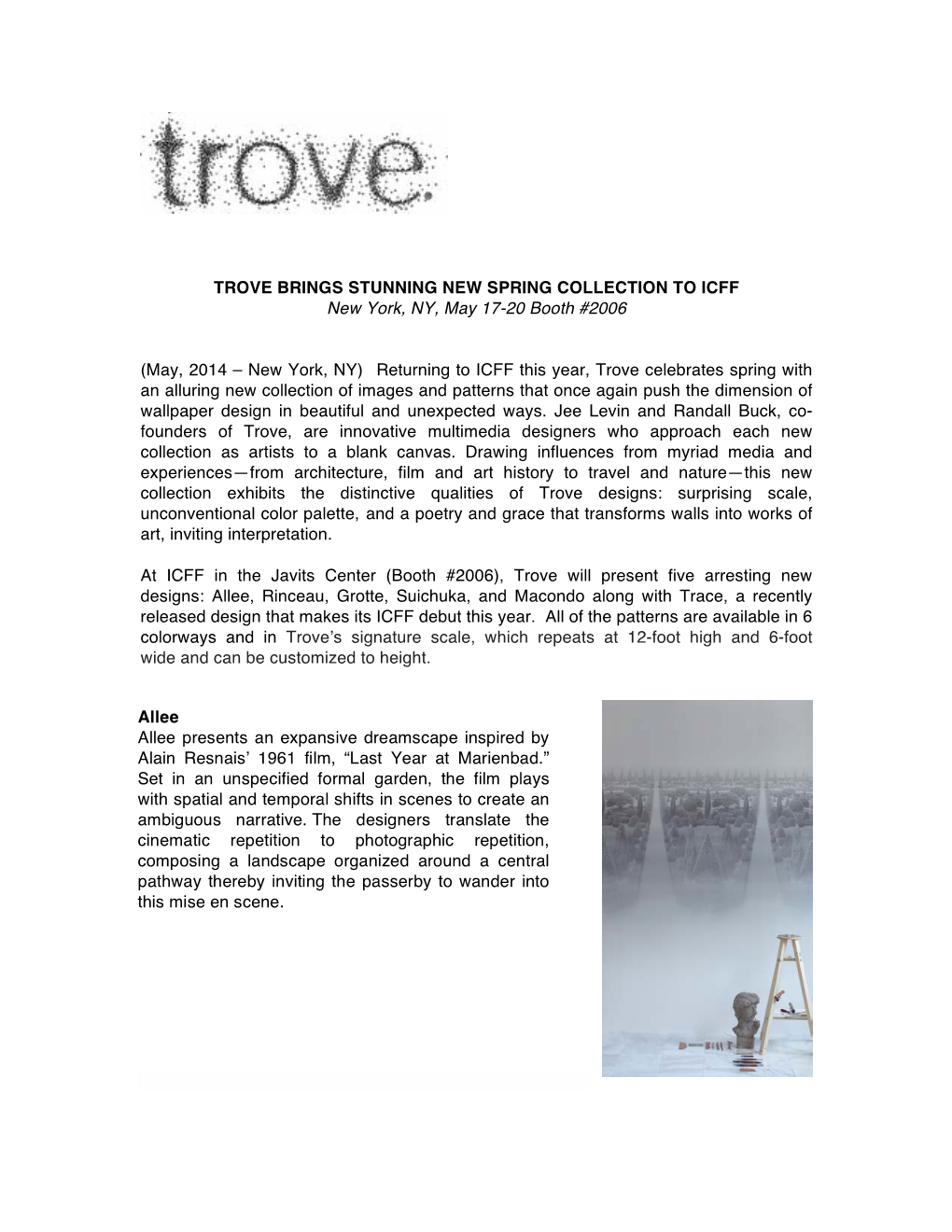 TROVE at ICFF 2014 Release FINAL