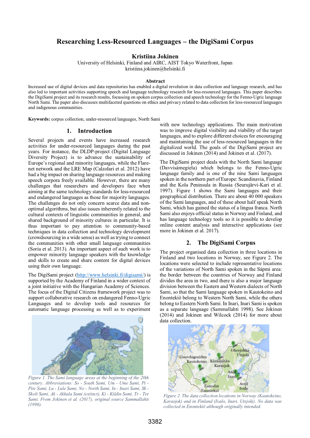 Researching Less-Resourced Languages – the Digisami Corpus