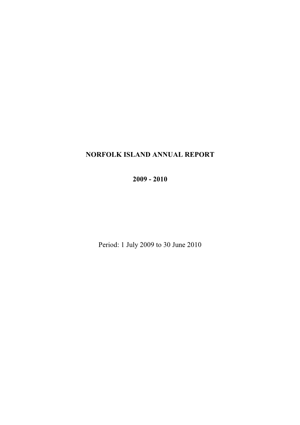 Norfolk Island Annual Report 2009