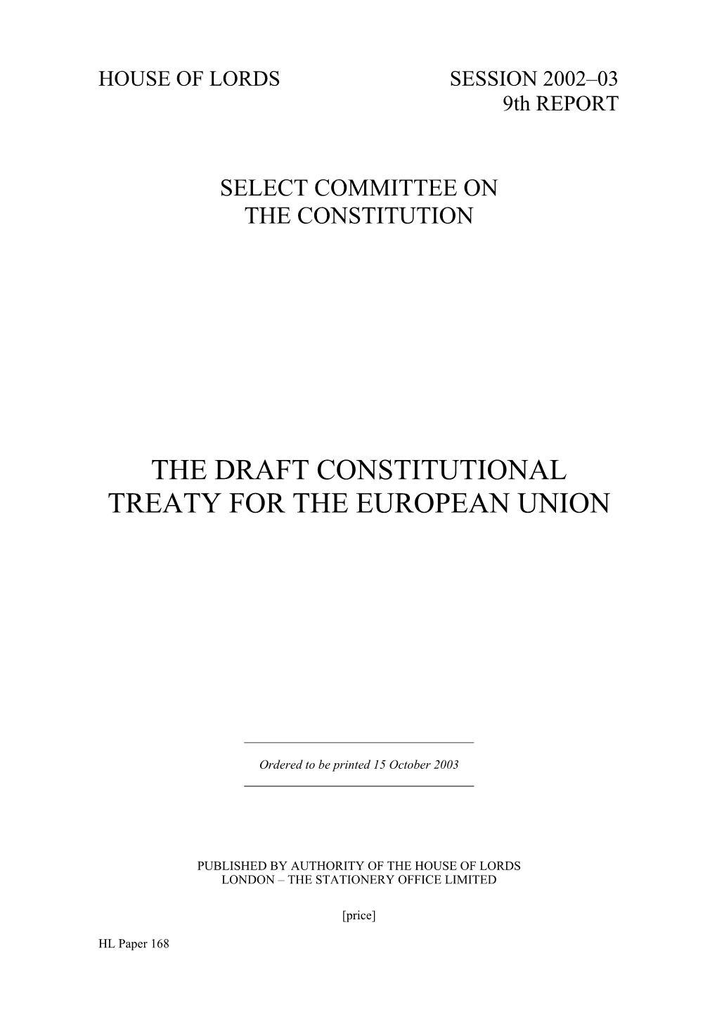 The Draft Constitutional Treaty for the European Union