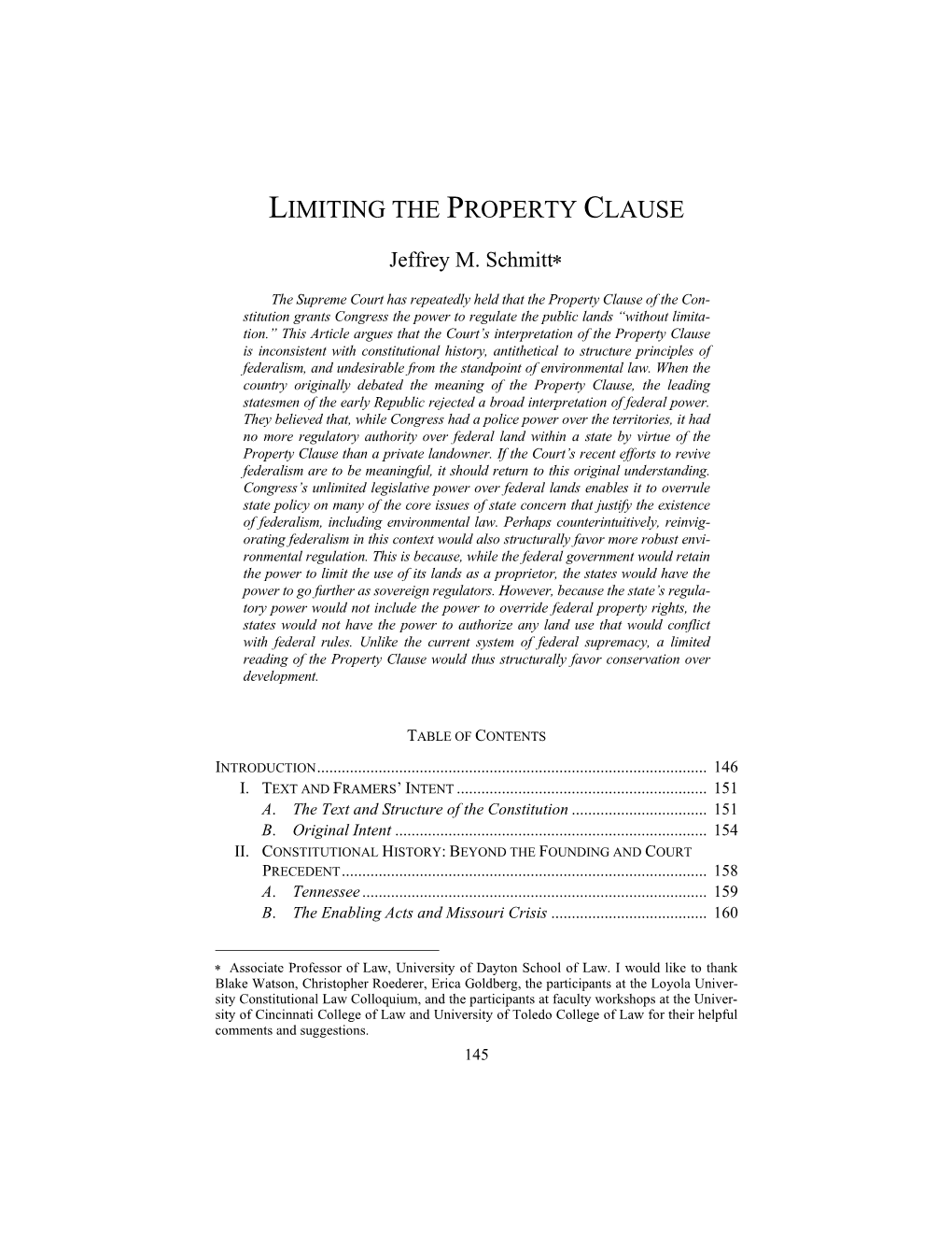 Limiting the Property Clause