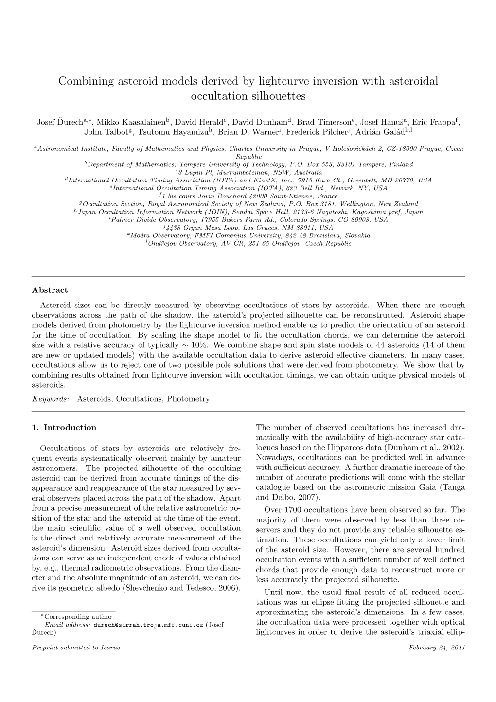 Combining Asteroid Models Derived by Lightcurve Inversion with Asteroidal Occultation Silhouettes