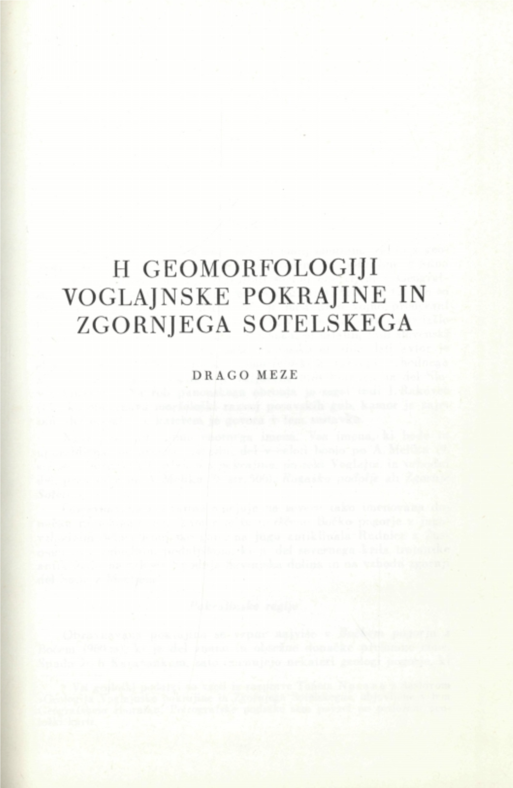 H Geomorfologiji Voglajnske Pokrajine in Zgornjega Sotelskega