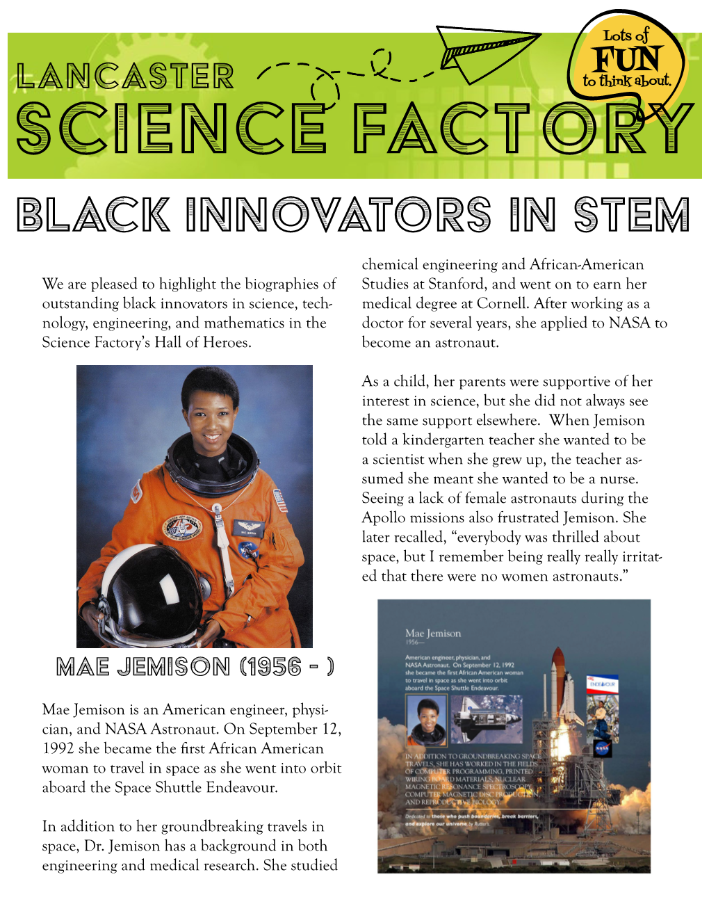 Black Innovators in STEM – Mae Jemison