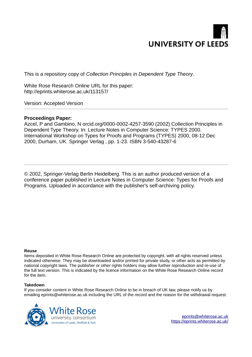 Collection Principles in Dependent Type Theory