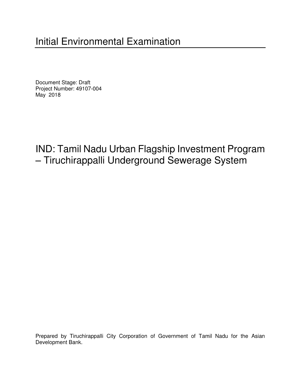 Tiruchirappalli Underground Sewerage System