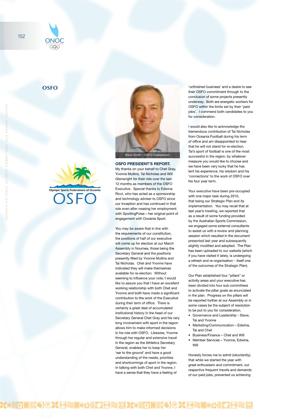 Osfo President's Report