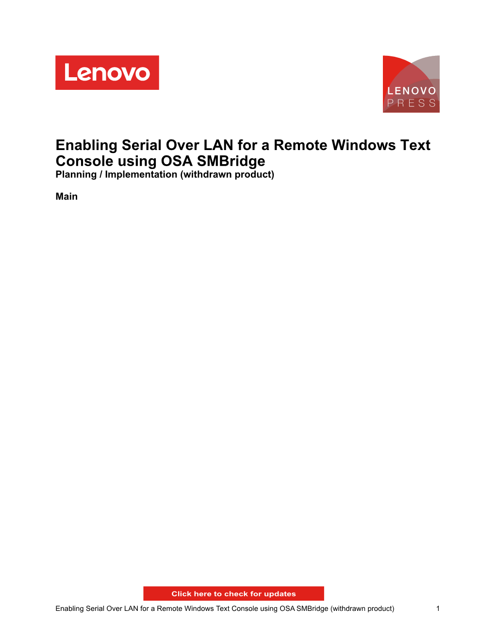 Enabling Serial Over LAN for a Remote Windows Text Console Using OSA Smbridge Planning / Implementation (Withdrawn Product)
