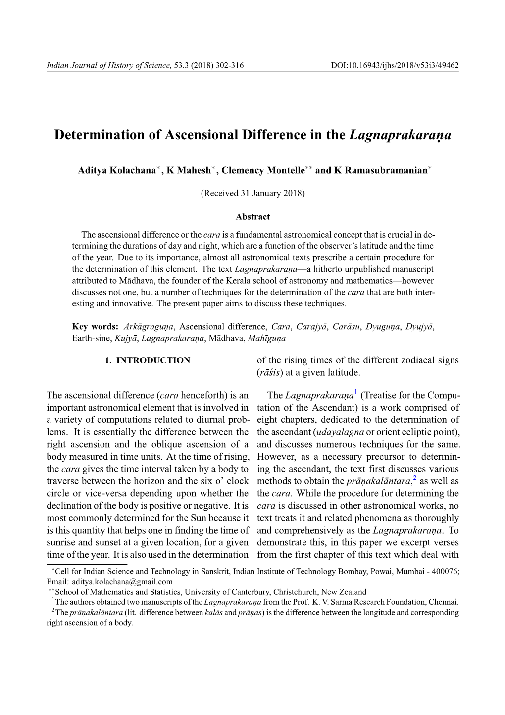 Determination of Ascensional Difference in the Lagnaprakaraṇa