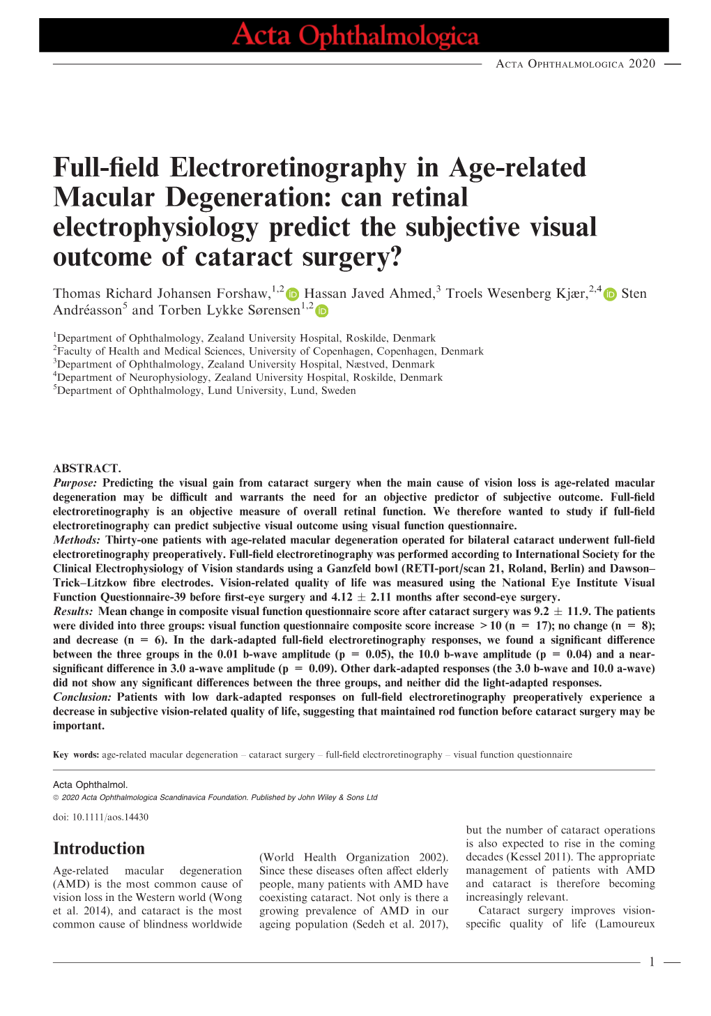 Full‐Field Electroretinography in Age‐Related Macular Degeneration