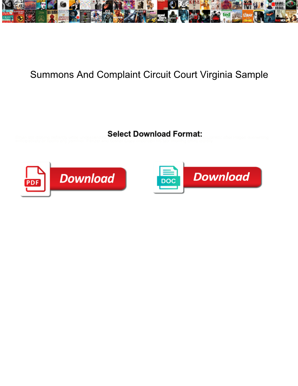 Summons and Complaint Circuit Court Virginia Sample