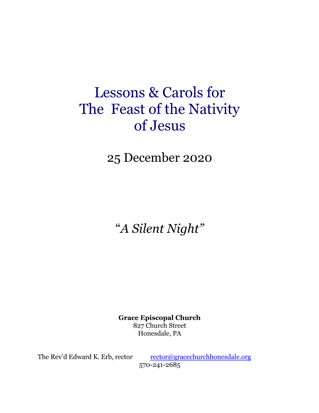 Lessons & Carols for the Feast of the Nativity of Jesus