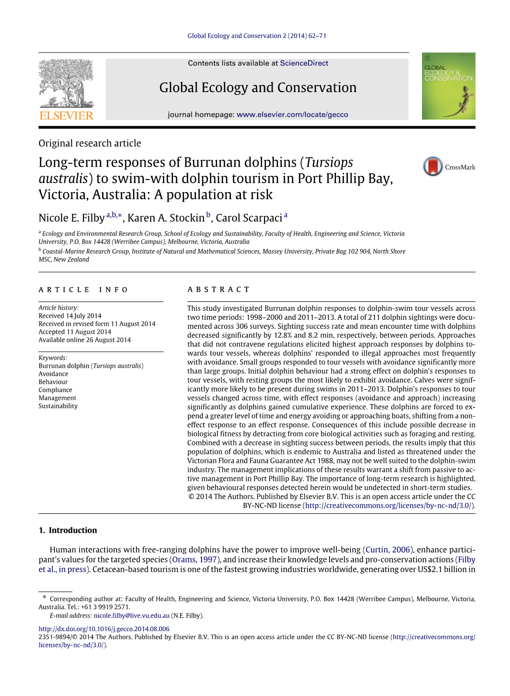 Long-Term Responses of Burrunan Dolphins (Tursiops Australis) to Swim-With Dolphin Tourism in Port Phillip Bay, Victoria, Australia: a Population at Risk