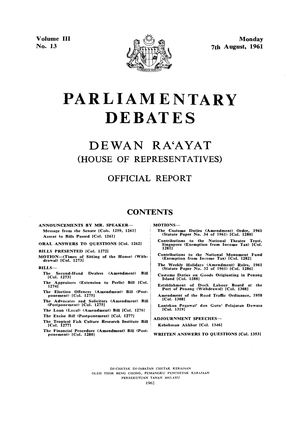 Parliamentary Debates