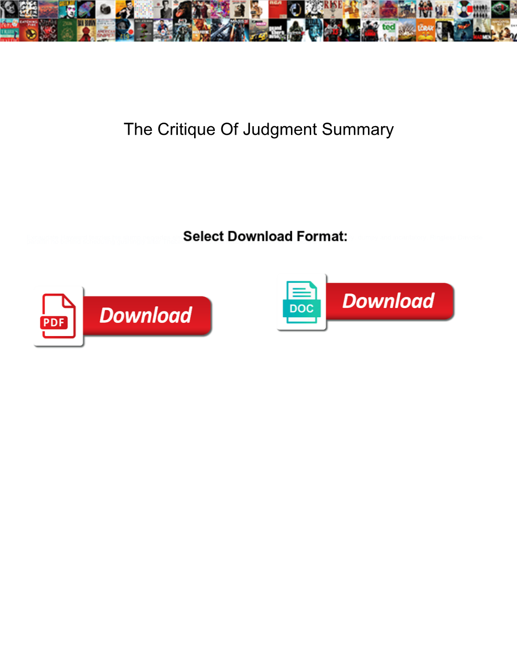 The Critique of Judgment Summary
