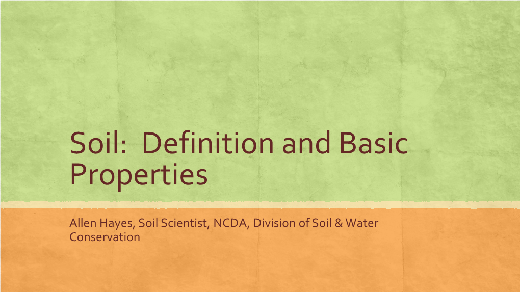 Basic Soil Properties