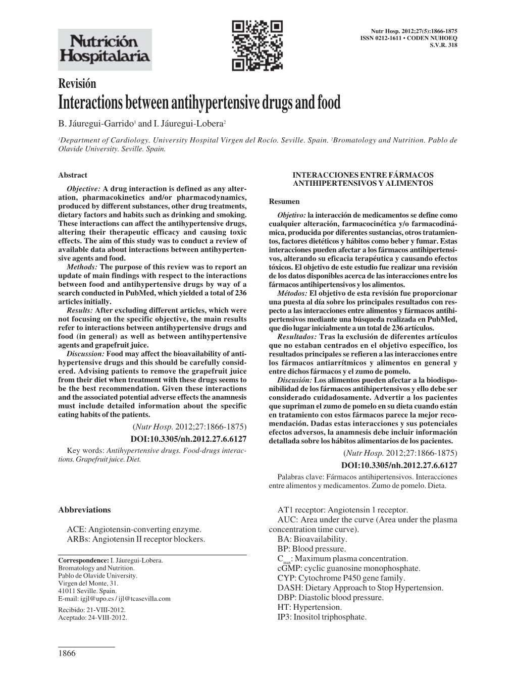 Interactions Between Antihypertensive Drugs and Food B