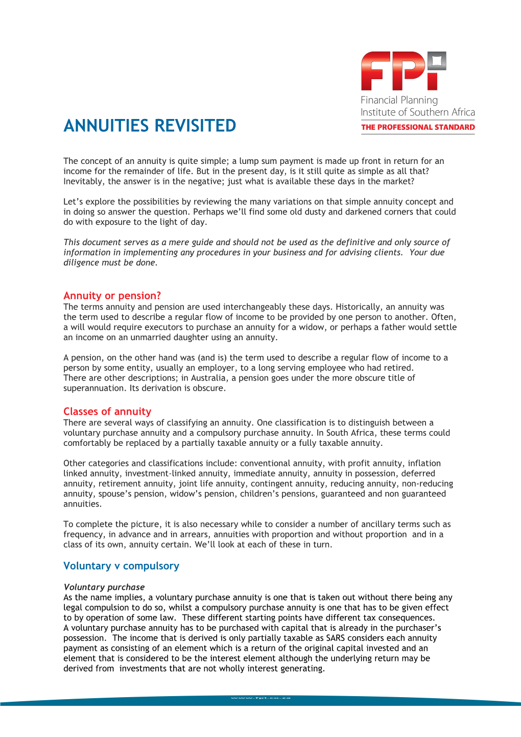 Annuities Revisited