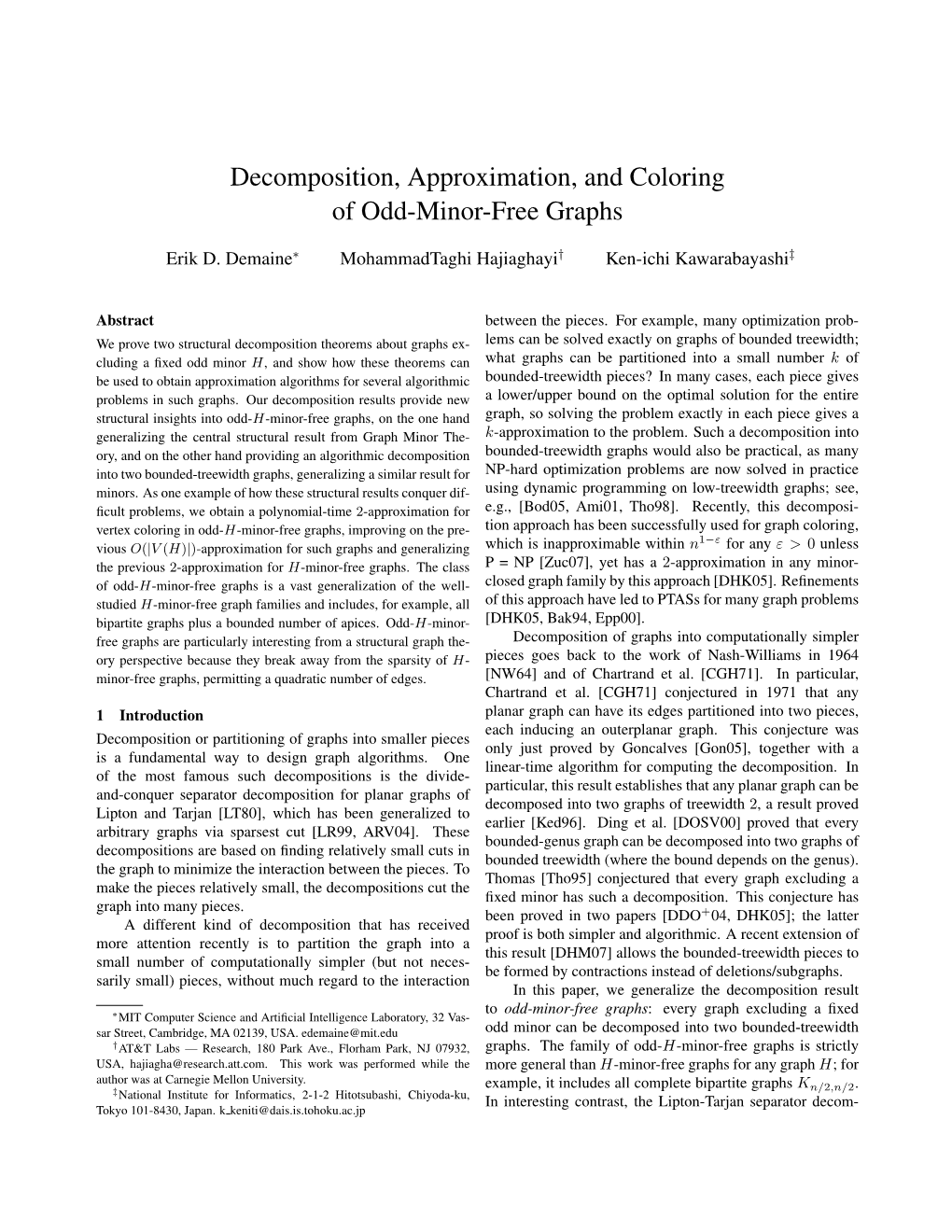 Decomposition, Approximation, and Coloring of Odd-Minor-Free Graphs