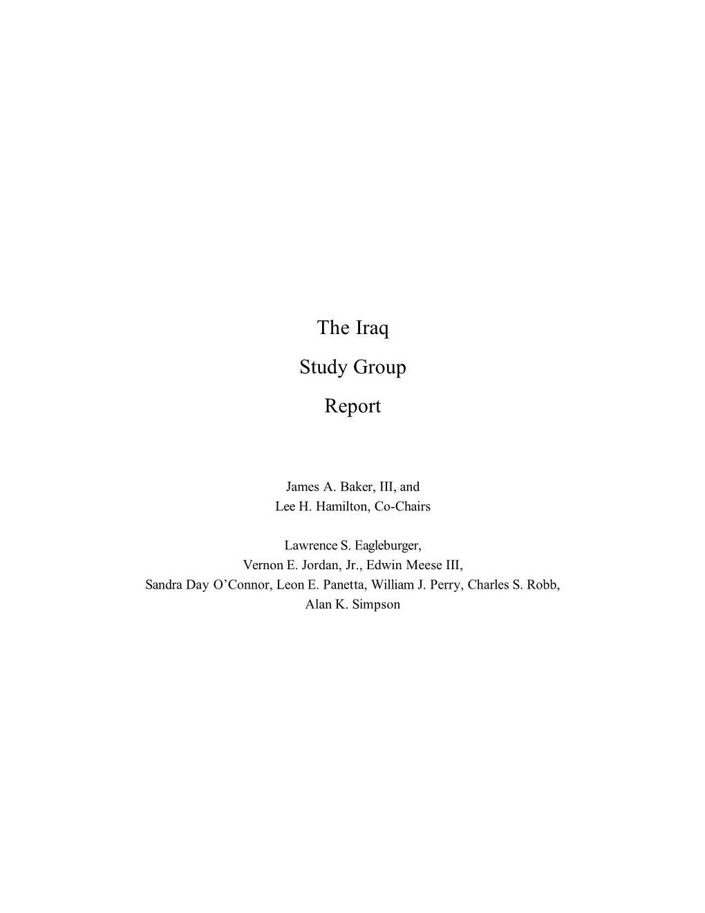 The Iraq Study Group Report