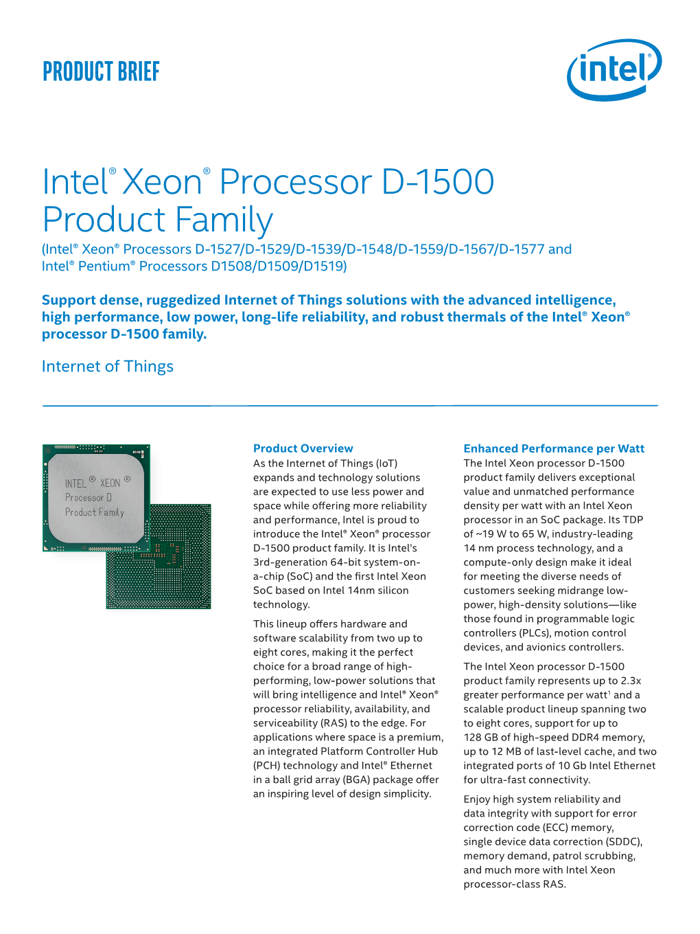 Intel® Xeon® Processor D-1500 Product Family