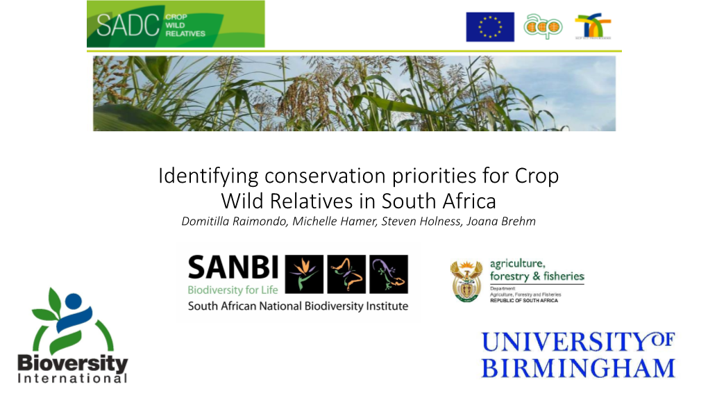 Identifying Conservation Priorities for Crop Wild Relatives in South Africa