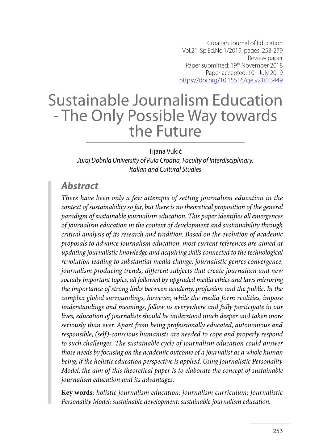 Sustainable Journalism Education