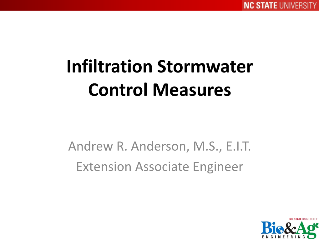 Infiltration Stormwater Control Measures