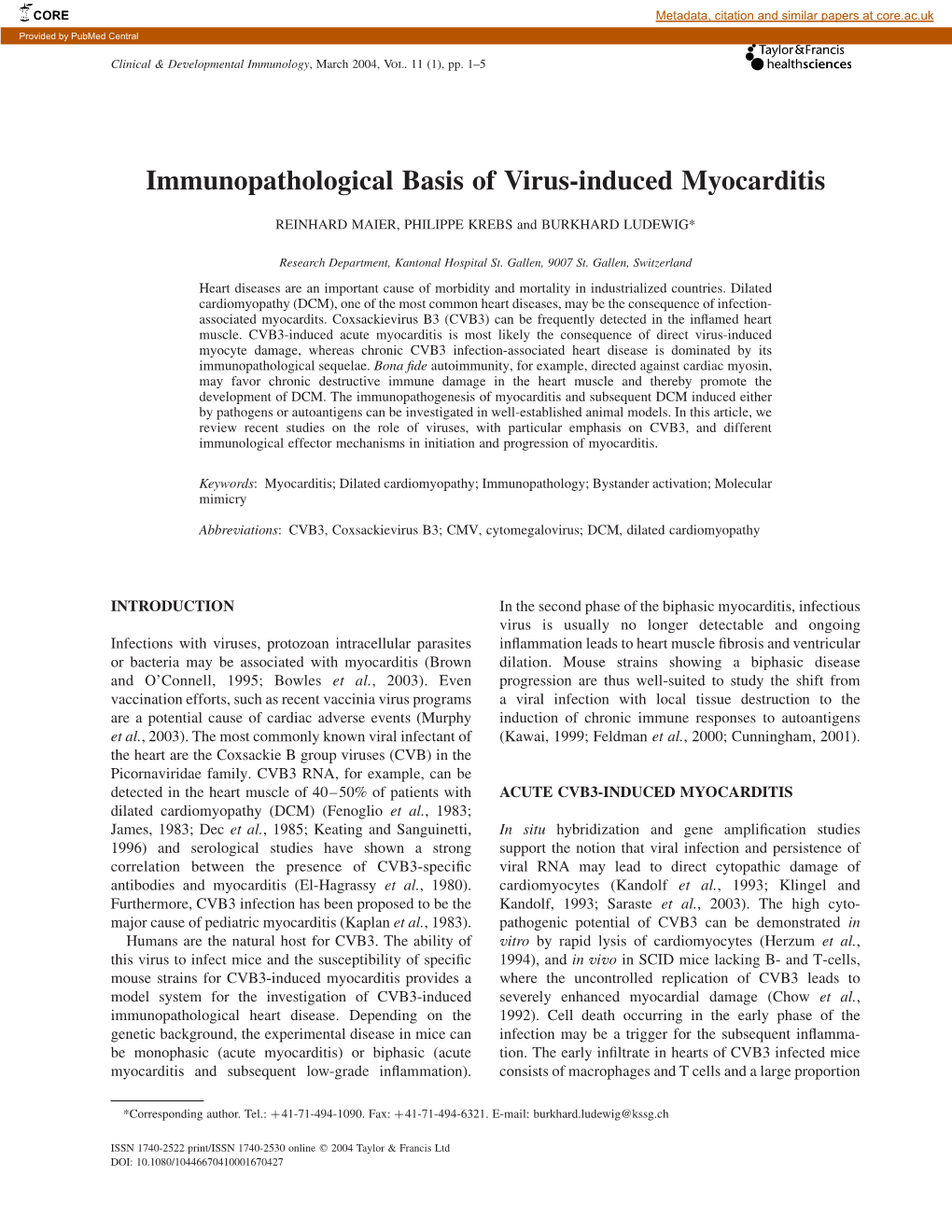 Immunopathological Basis of Virus-Induced Myocarditis